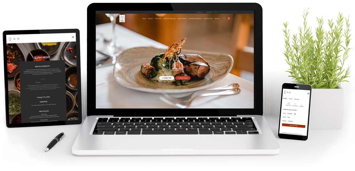 Gasthaus-Website mit Online-Tischreservierung