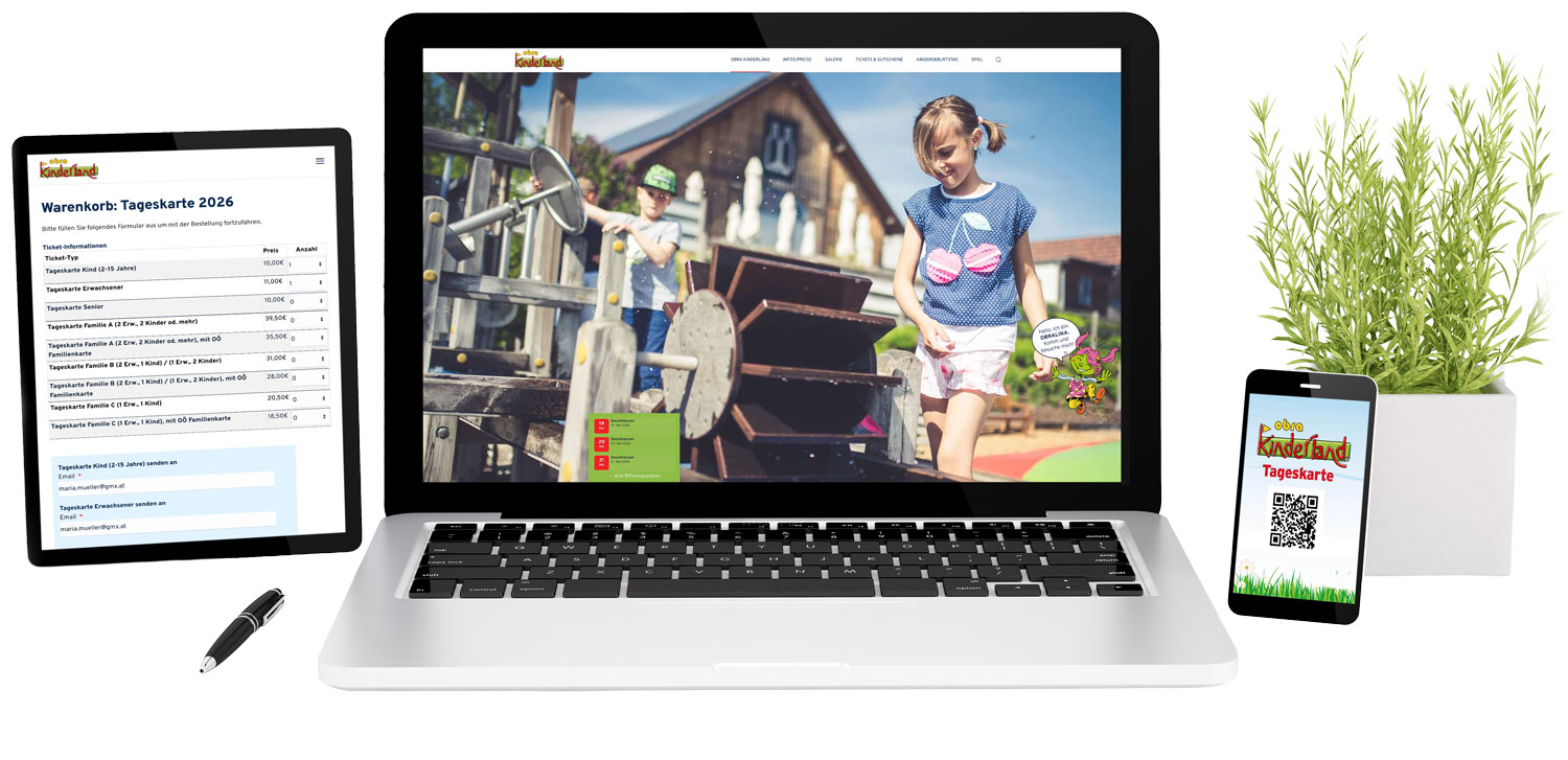 Website mit Online-Ticketverkauf für OBRA Kinderland